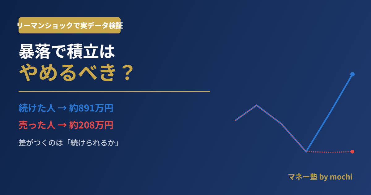 暴落で積立はやめるべき？続けた人との差をリーマンショックで検証